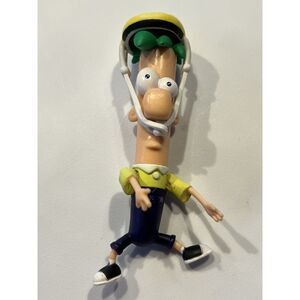 Disney Phineas & Ferb Ferb w Skateboard Helmet 4"Figure Only Portable Cartoon